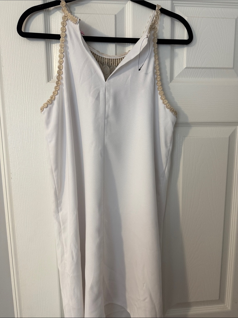 Lilly Pulitzer White Mini Dress with Gold Crochet Yoke - Picture 5 of 5